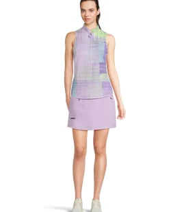 Tartan Print Sleeveless Polo