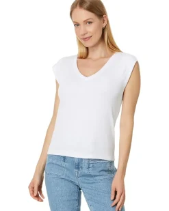 Tati V-Neck Power Shoulder Top
