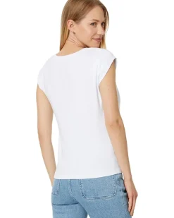 Tati V-Neck Power Shoulder Top