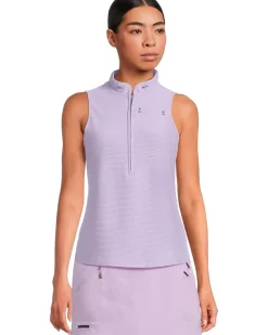 Textured Ottoman Solid Sleeveless Polo