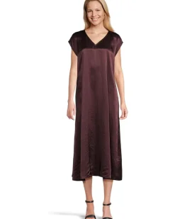 Textured Satin V-neck Dress