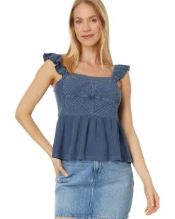 Textured Yoke Peplum Tank