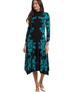 The Janie Favorite Hankerchief Hem Mock Neck Dress