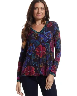 The Janie Favorite Long Sleeve V-neck Swing Tee- A