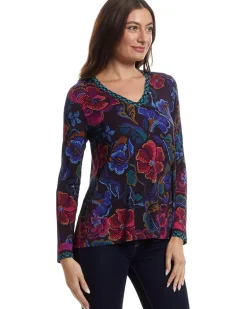 The Janie Favorite Long Sleeve V-neck Swing Tee- A