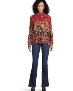 The Janie Favorite Puff Sleeve Mock Neck- Karie