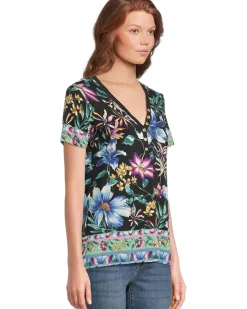 The Janie Favorite Short Sleeve Henley Tee