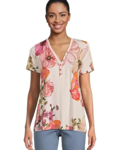 The Janie Favorite Short Sleeve Henley Tee