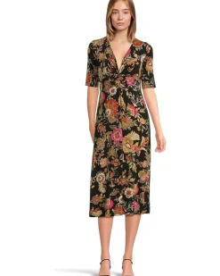 The Janie Favorite Twist Front Midi Swing Dress- L