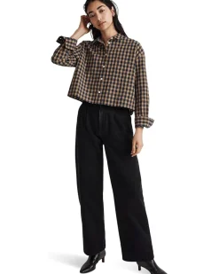 The Signature Poplin Crop Shirt in Plaid