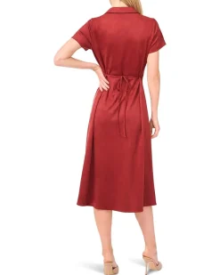 Tie Back Button Down Midi Dress