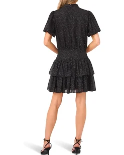 Tie Neck Ruffled Tier Mini Dress