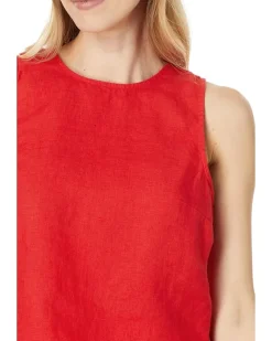 Tie-Back Scoopneck Top in Striped 100% Linen