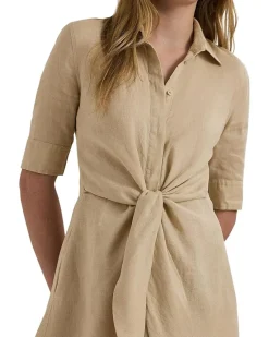 Tie-Front Linen Shirtdress