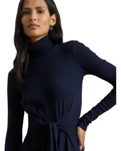 Tie-Front Turtleneck Dress