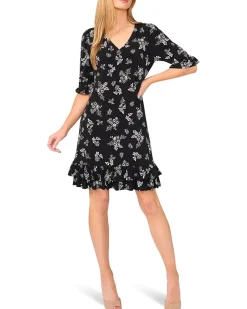 Tiered Ruffle 3/4 Sleeve Shift Dress