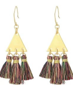 Tri Tassel Chandelier Earrings