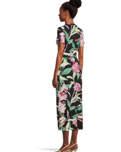 Twilight Bloom Short Sleeve Midi Dress