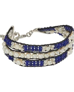 Twisted Pearl and Blue Bracelet