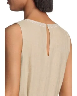 Two Palms Embroidered Sleeveless Shift Dress