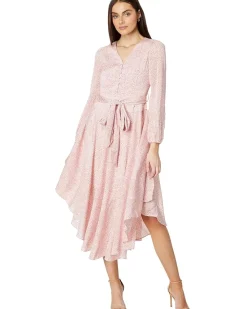 V Neck Tie Waist Maxi Dress- L