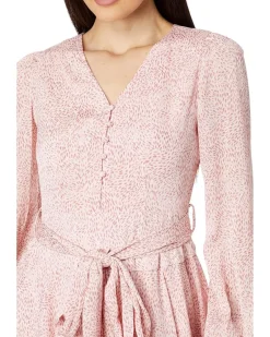 V Neck Tie Waist Maxi Dress- L