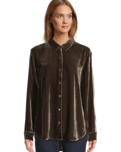 Velvet Classic Collar Long Shirt