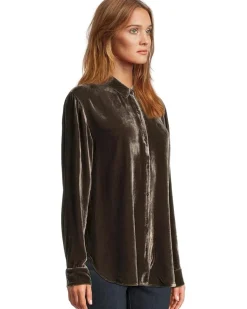 Velvet Classic Collar Long Shirt