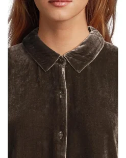 Velvet Classic Collar Long Shirt