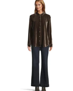 Velvet Classic Collar Long Shirt