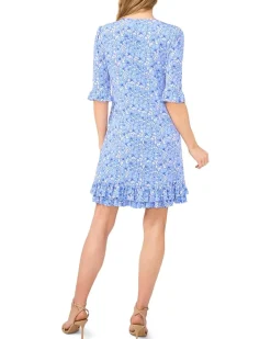 V-Neck Knit Dress With Ruffle Hem