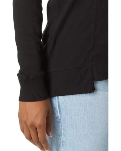 V-Neck Long Sleeve Princess Seam Rib Mix Tee