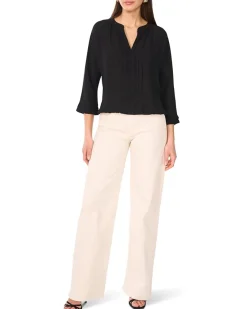 V-Neck Pleated Front 3/4 Sleeve