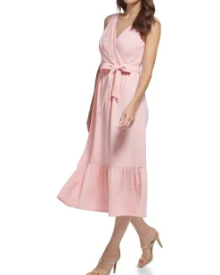 V-Neck Ruffle Hem Midi Dress