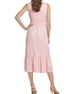 V-Neck Ruffle Hem Midi Dress