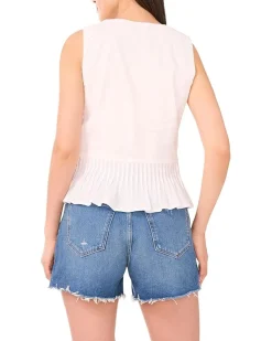 V-Neck Tank Peplum With Pleats