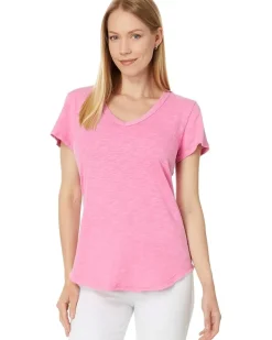 V-Neck Tee with Curved Hem