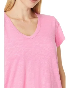 V-Neck Tee with Curved Hem