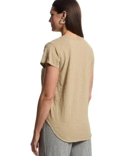 V-Neck Tee with Curved Hem