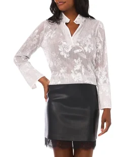 V-Neck Tunic Blouse with Contrast