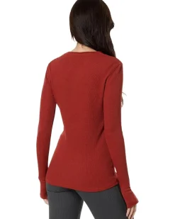 Washed Cotton Modal Thermal Long Sleeve Crew Neck Tee