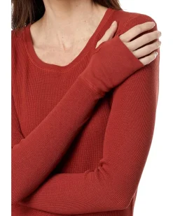 Washed Cotton Modal Thermal Long Sleeve Crew Neck Tee