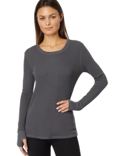 Washed Cotton Modal Thermal Long Sleeve Crew Neck Tee