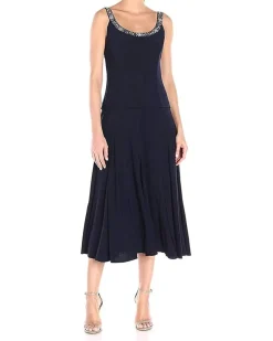 Women's 2 Piece Tea Length Jacket Dress with Sequin Beaded Trim