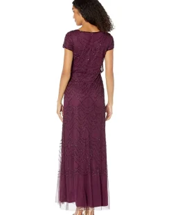 Women's Short Sleeve Blouson Beaded Gown