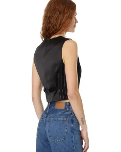 Wool Button-Front Vest in Pinstripe