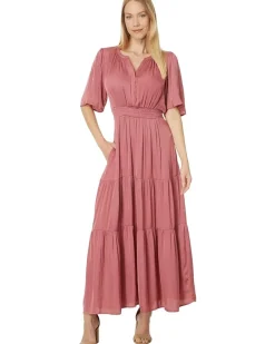 Woven Maxi Dress Textured Sateen
