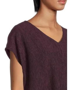 Woven Plisse V-Neck Square Top