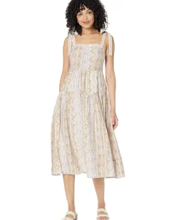 Woven Printed Dress with Tied Straps