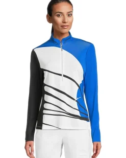 Wrapped Print Long Sleeve 1/4 Zip Top